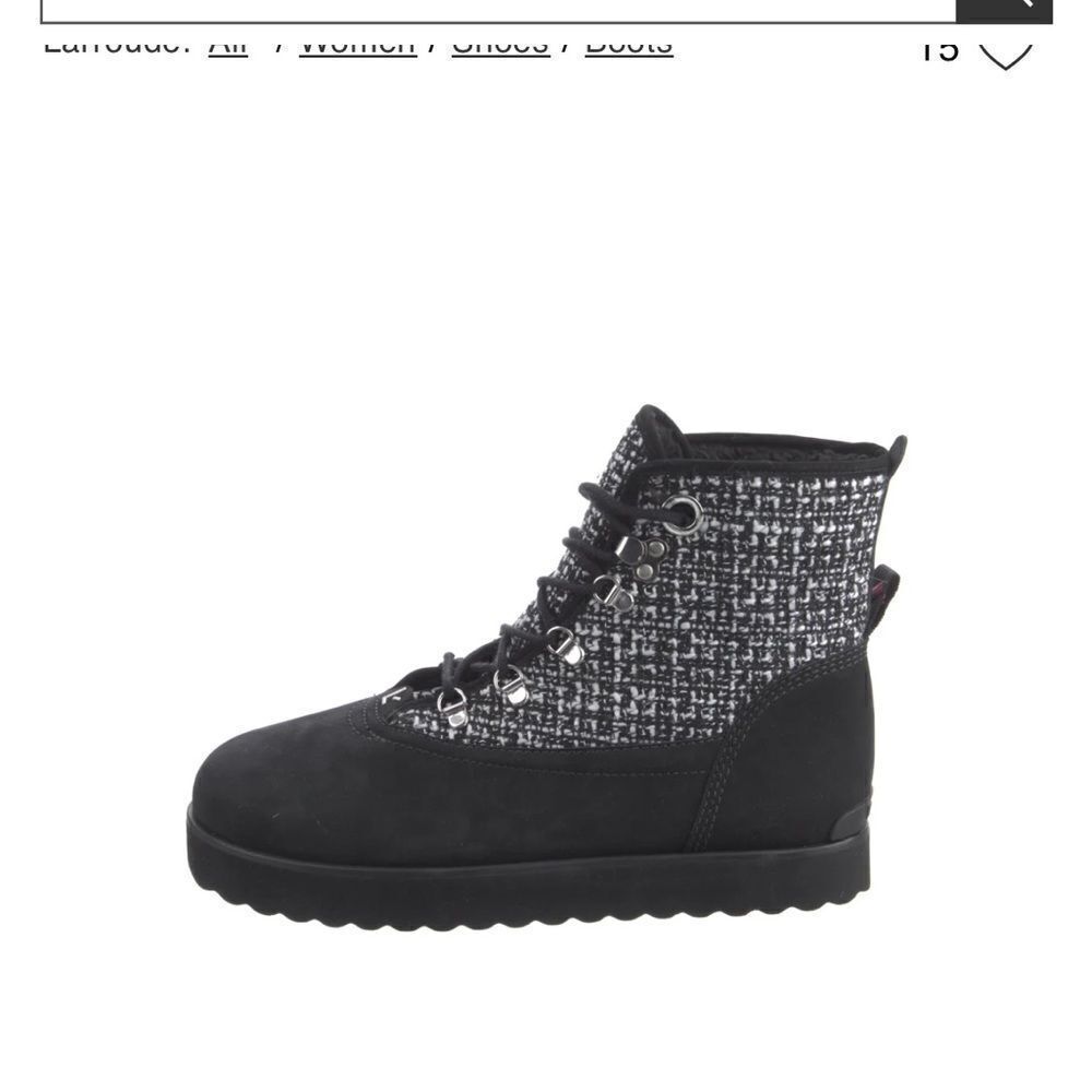 Larroude Suede Tweed Pattern Combat Boots